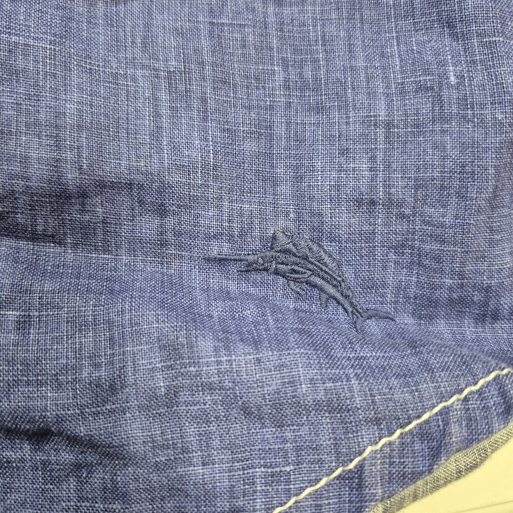 Tommy Bahama Relax Linen Men XXL Long Sleeve Shirt Blue Lightweight Marlin Logo - Picture 10 of 11